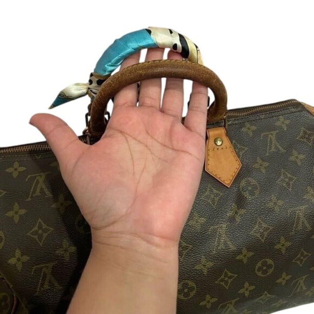 Louis Vuitton Vintage Speedy 35 Satchel Shoulder Bag Brown Monogram Chic Luxury - Picture 15 of 16